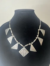 HOPI Lawrence Saufkie 1970's 925 Sterling Silver 66 GRAMS Navajo Indian Necklace