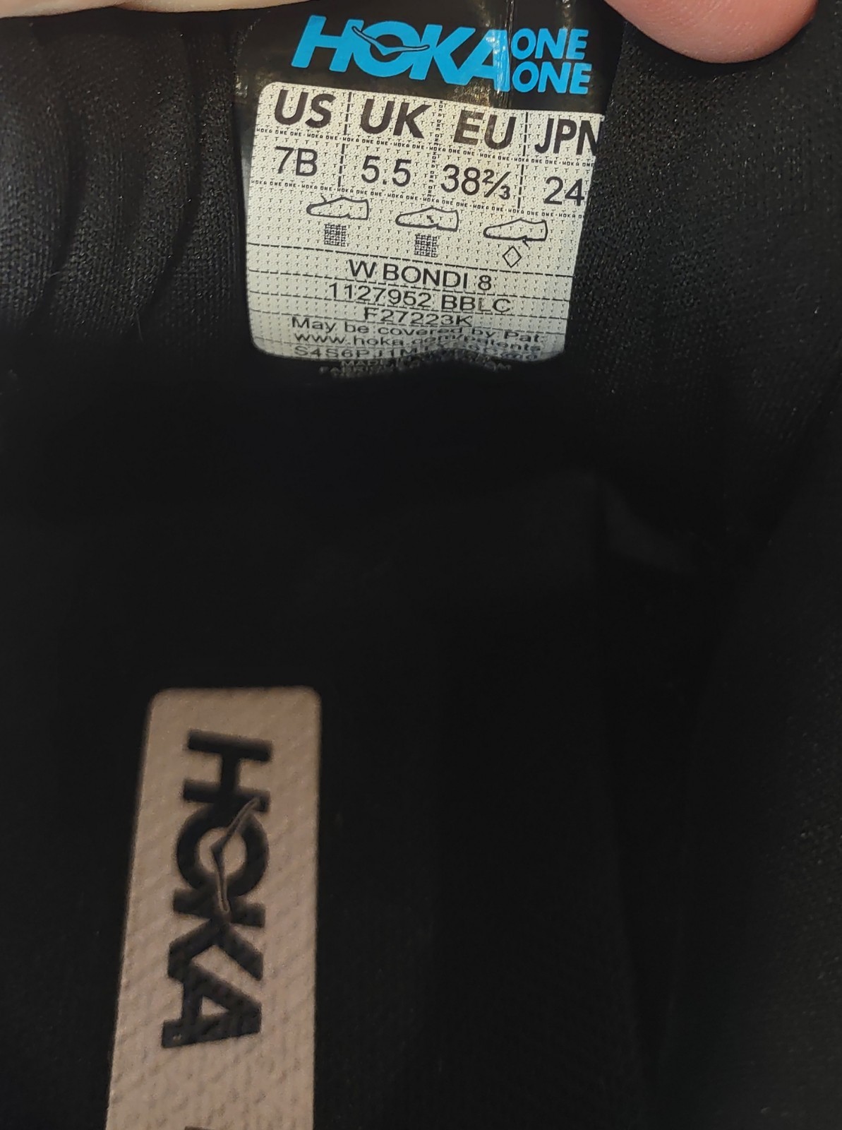 Hoka One One Bondi 8 Shoes Mens Size 7B Black Running 1127952 BBLC thumbnail 10