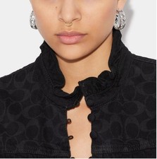2026 New Coach Signature Metal Hoop Earrings In Silver With Dust Bag