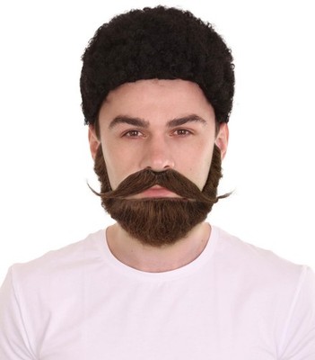 Langer Schnurrbart und Bart Set für Herren | Realistisches Kostüm Gesichtshaar Accessoire