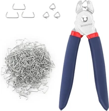 WORKPRO Hog Ring Pliers with 500 Pcs 3/4" Hog Rings, Galvanized Steel Hog Rings