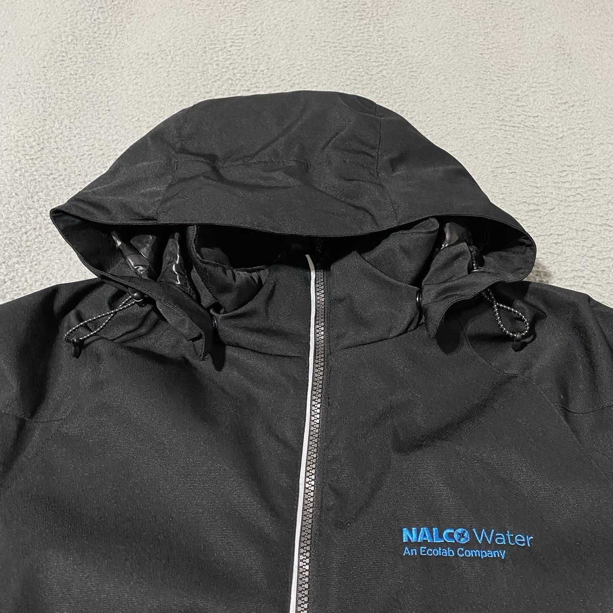 NALCO Water Ecolab Jacket Mens Medium Black Hooded Full Zip