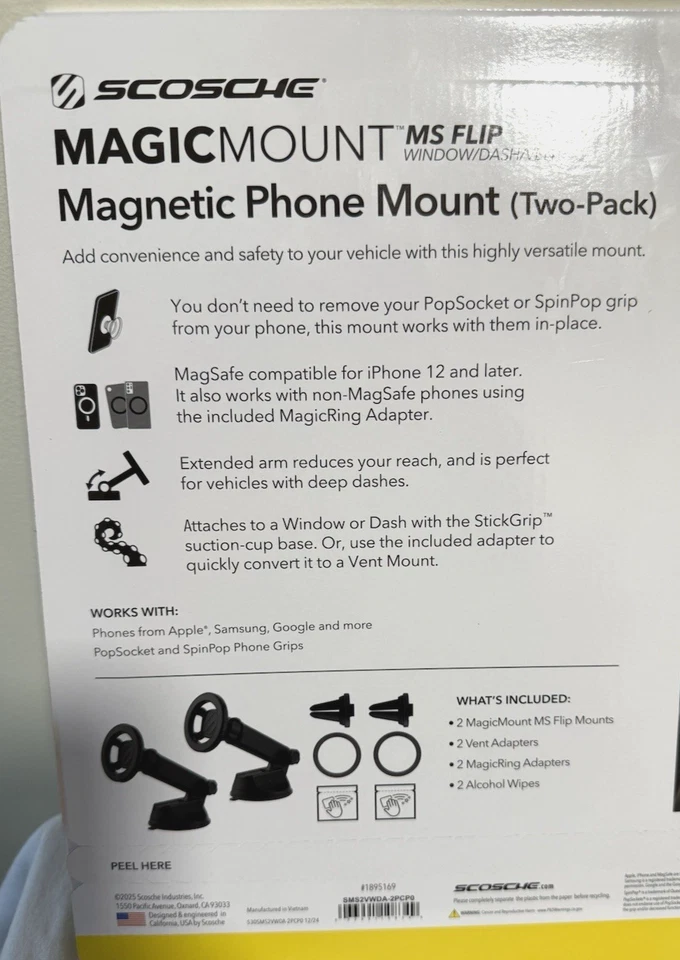 Scosche MagicMount Flip 2-Pack Magnetic Phone Mount Dash/Window/Vent MagSafe - Image 3 of 4
