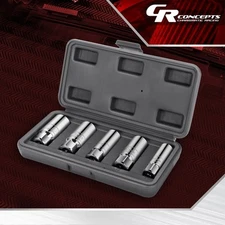 Chrome Vanadium Steel 5Pcs 3/8-inch Drive Spark Plug Socket Set w/Storage Case