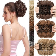90G Thick Real AS Human Messy Bun Hair Piece Scrunchie Updo Hair Extensions USA