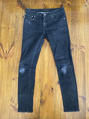 NUDIE JEANS SKINNY LIN Back BLACK W29 L30 STRETCH DENIM SLIM ECO SLIM