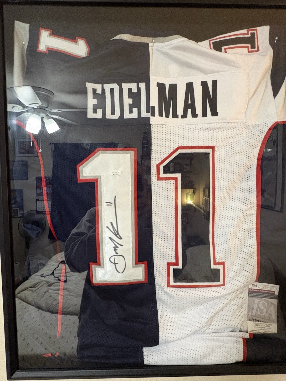 Julian Edelman Autographed Signed New England Patriots SPLIT CUSTOM JERSEY JSA WITNESS COA 