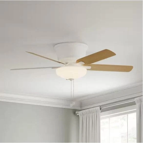Hampton Bay Holly Springs 52" LED Ceiling Fan Low Profile Matte White Light Kit - Image 4 of 4