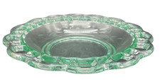 Green Vaseline Depression Glass Open Lace Edge Dish Uranium Glow
