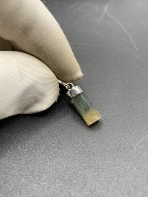 Seltener 925 Sterling Silber Natur BiColor Turmalin Kristall Anhänger Handarbeit Edelstein