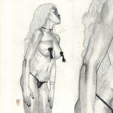 Stander Of Tyra 17x11in Graphite On Paper By Leo Charre Stander Of Tyra 17x11in Graphite On Paper By Leo Charre