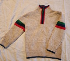 Mini Boden Heritage Wool Blend Half Zip Boy's Sweater Size 5-6Y Oatmeal Marl