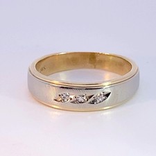 Unisex Gold-Diamond Wedding Band 3 Diamonds .06 Carat T.W. 14K 2 Ton MI1067628 