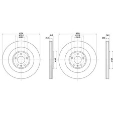 2x HELLA PAGID BREMSSCHEIBEN Ø356mm HINTEN passend für PORSCHE MACAN 56412PRO_HC