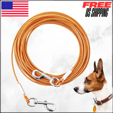 Dog Tie Out Cable Runner Heavy Duty For Large Dogs Chew Proof Yard Orange 50'