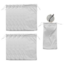12Pcs Microfiber Eyeglass Cases 7" x 3.5" Glasses Pouch with Drawstring Grey 