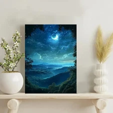 Enchanted Night Sky Framed Canvas Stretched Ready to Hang 50x40 Home decor Gift