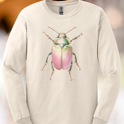 Rainbow Beetle Graphic Shirt Pastel Bug Art Colorful Insect Long Sleeve Tee