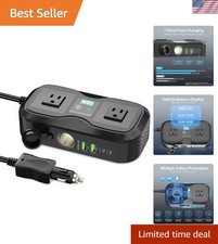 7 in 1 Car Power Inverter, 200W DC 12V to 110V AC Car Inverter with LED Voltm...