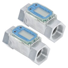 2PCS 1.5" 10.5-74 GPM Digital Turbine Flow Meter For Liquid Flow Meter Blue