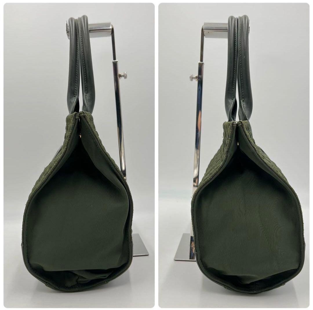 Tory Burch ELLA  Tote Handbag Nylon Leather Moss Green Women's From Japan thumbnail 3