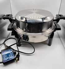 VTG Kitchen Craft West Bend Liquid Core Electric Skillet w/2 lids TESTED - USA