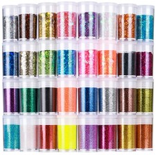Fine And Chunky Glitter 32 Colors For Crafts Resin Nail Body Art Decor Kit