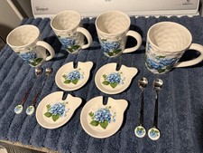 TEMP-TATIONS BLUE HYDRANGEA MUGS WITH COASTER...