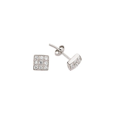Silver Jewelco London CZ Square Stud Earrings