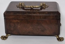 Maitland Smith Burl Wood Box Brass Claw Feet Hollywood Regency Trinket Jewelry 