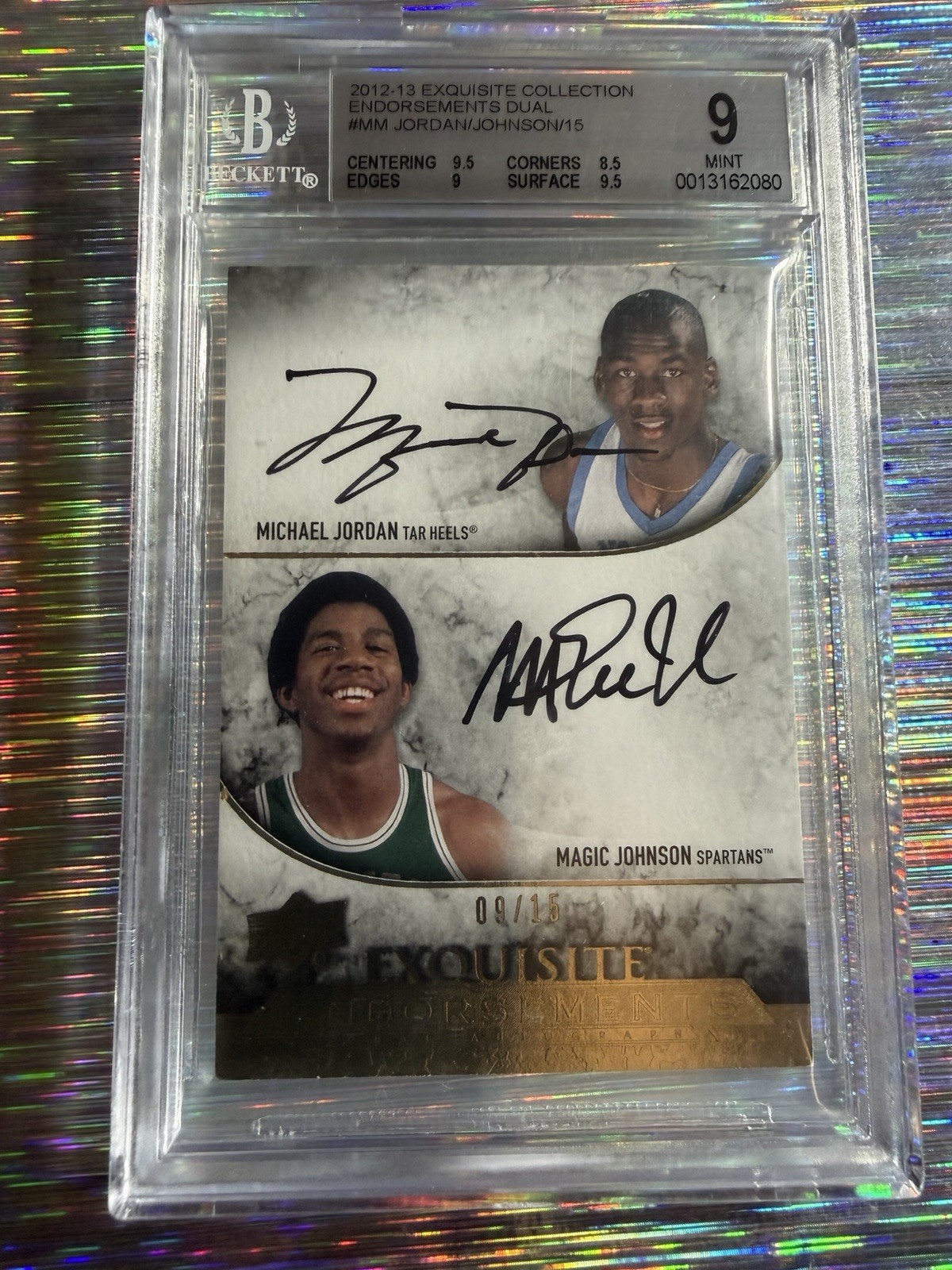 Michael Jordan Magic Johnson UD Exquisite Dual Auto /15 BGS 9 Autograph 10📈🐐💎