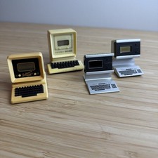 LOT OF 4 VINTAGE 1980's MINIATURE COMPUTER DESK CLOCKS Advertising