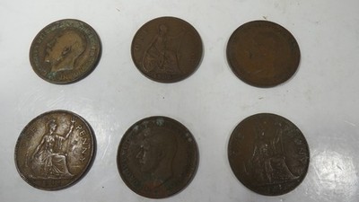 Great Britain Penny lot 6 Old English Coin EDWARD V 1916/35/36/44/45/47