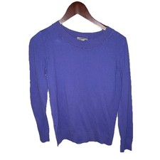 LOFT Blue Knit Pullover Sweater Women's Size S Crew Neck Long Sleeve Lightweight