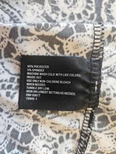 East 5th Womens XL Top Blouse Black White 3/4 Sleeve Floral Stretch Beaded Neck - Picture 8 of 8