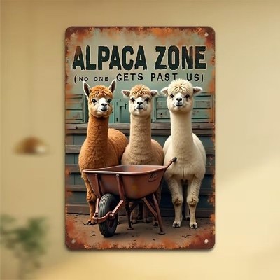 Blechschild Alpaka Zone Alpakas Vintage Metallschild TEL4683