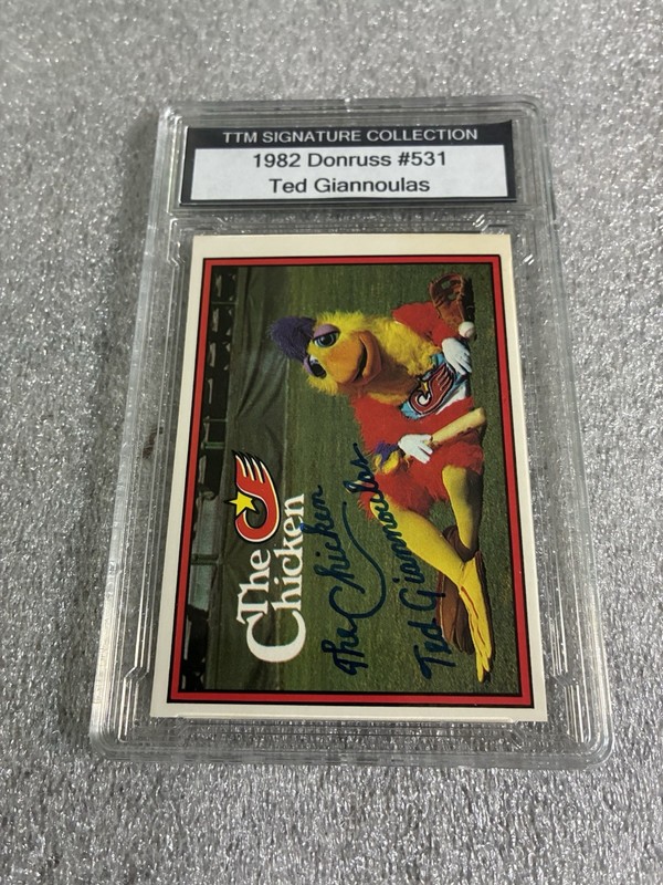 Ted Giannoulas 1982 Donruss The Chicken #531 Autographed Card - Encapsulated