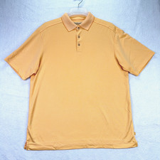 Tommy Bahama Polo Shirt Mens Large Yellow Orange Short Sleeve Modal Blend