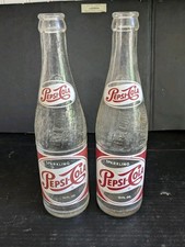Pepsi Lot of 2 VTG 12oz Glass Soda Bottles Cl...