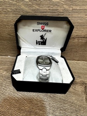 Swiss Explorer Armbanduhr Herren Quarzwerk Analog Edelstahl mit Box