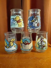 Disney Winnie the Pooh's Grand Adventure 1997 Welch's Glass Jelly Jars Lot Of 5