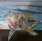 Blenko  Clear Glass Fish Bowl Shells 13" Inches Excellent Wayne Husted Designed