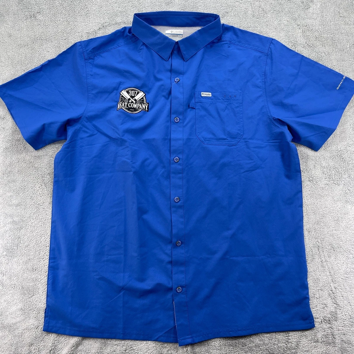 Chemise Columbia PFG Tamiami II – Homme Taille L – Bleu Clair Manches Courtes – État Excellent