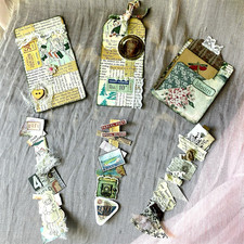 Set of 6 Handmade Junk Journal Scrapbook Embe...