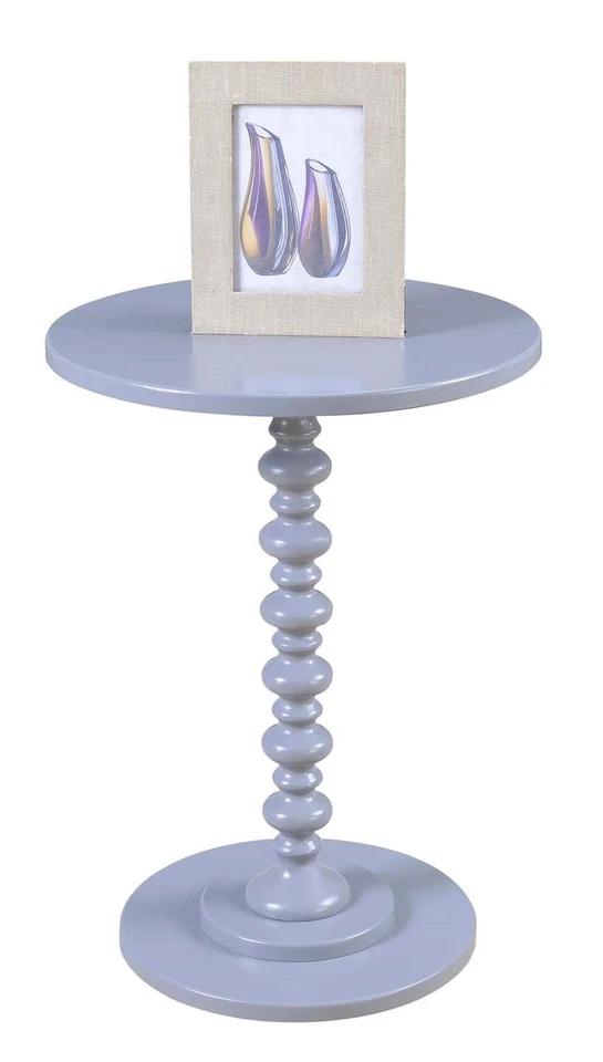 Palm Beach 17.75 Inch Grey Round Table With Spindle Base Easy Assembly - Image 4 of 4