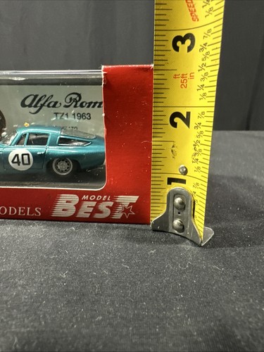 Best 1/43 Scale Model Car 9068 - Alfa Romeo TZ 1 Le Mans '64 Diecast Turquoise - Picture 13 of 24
