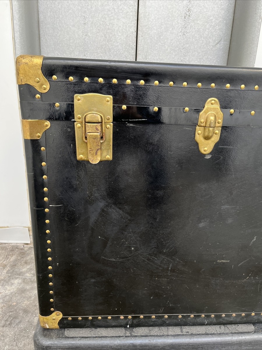 Antique Large Vulcanized Fiber Steamer Trunk 40” L x 22” W x 25” H