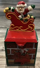 ABC Santa Cast Iron Stocking Hanger Waving Sleigh Gifts Christmas 15802