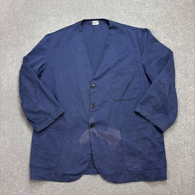 VINTAGE französische Jacke Erwachsene groß blau Outdoor Hausarbeit Canvas Arb...