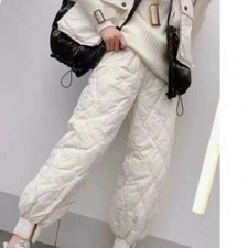 Pantaloni Donne Caldissimi Spessi Padded Larghi In Cotone Down Casual Outdoor